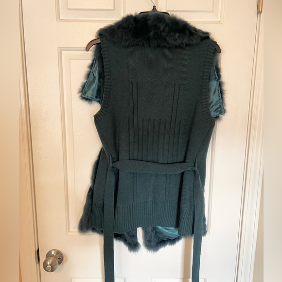 Dolce Cabo Teal Rabbit Fur Vest - Picture 2 of 6